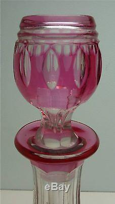 Vintage Cut Glass Cranberry to Clear Decanter