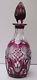 Vintage Cut Glass Lead Crystal Ruby Red/cranberry Colour Wine Decanter
