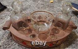 Vintage- Cut Glass Liquor Decanters- With Glasses and Serving Tray