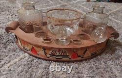 Vintage- Cut Glass Liquor Decanters- With Glasses and Serving Tray