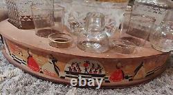 Vintage- Cut Glass Liquor Decanters- With Glasses and Serving Tray