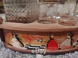 Vintage- Cut Glass Liquor Decanters- With Glasses and Serving Tray