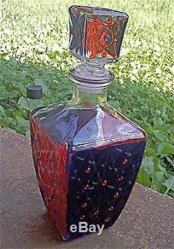 Vintage Cut Glass Whiskey Decanter Jack Daniels Bourbon Bottle Stopper Home Bar