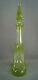 Vintage Czech Bohemian Yellow Green Cut To Clear Crystal Decanter