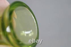 Vintage Czech Bohemian Yellow Green Cut to Clear Crystal Decanter