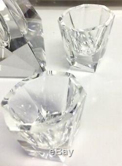 Vintage Decanter Bohemian Czech Moser Art Deco Clear Cut Crystal 4 Cordial Glass
