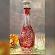 Vintage Decanter Crystal Cut To Clear Cranberry Red Nachtmann Traube Germany