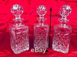 Vintage Decanters Cut Glass Set Of 3 Beautiful Collectible Rare