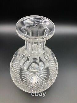 Vintage Edwardian Cut Crystal Glass Carafe Decanter, 8 Tall, 5 Widest