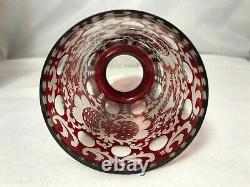 Vintage Egermann Ruby Red Bohemian Czech Cut To Clear Art Glass Decanter 13