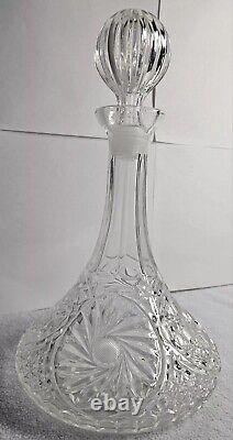 Vintage Etched Bohemian Crystal Decanter And Stopper 12