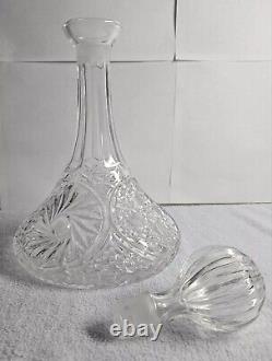 Vintage Etched Bohemian Crystal Decanter And Stopper 12