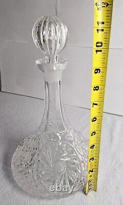 Vintage Etched Bohemian Crystal Decanter And Stopper 12