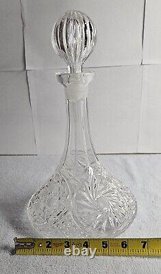 Vintage Etched Bohemian Crystal Decanter And Stopper 12