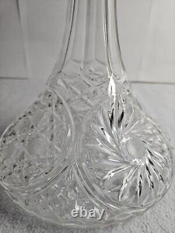 Vintage Etched Bohemian Crystal Decanter And Stopper 12