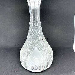Vintage German Cut Lead Crystal Decanter Ornate Swan Frosted Accents