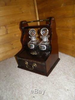 Vintage Gold plated Twin Tantalus with Cut Glass Decanters & Glass Compartment