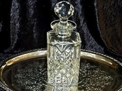 Vintage Hand Cut Whisky Crystal Decanter 2 Glasses & Silver Plated Tray