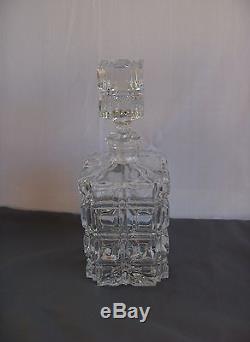 Vintage Heavy Cut Glass Square Crystal Decanter Stopper Germany NICE