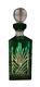 Vintage Hungarian Hand Made Hand Cut Cut To Clear Emerald Green Crystal Decanter