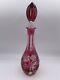 Vintage Imperlux Crystal Decanter Cranberry Cut To Clear Coloring 14.5 German