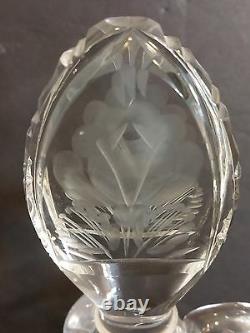 Vintage Imperlux Germany Heavy Cut Etched Flower Lead Crystal Decanter WithStopper