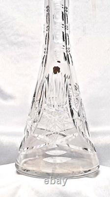 Vintage Lead Crystal Decanter Bohemia Czech Etched Hand Cut Conical Cottage Core