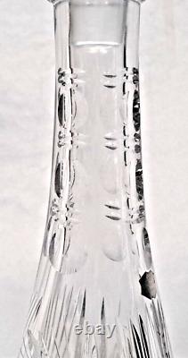 Vintage Lead Crystal Decanter Bohemia Czech Etched Hand Cut Conical Cottage Core