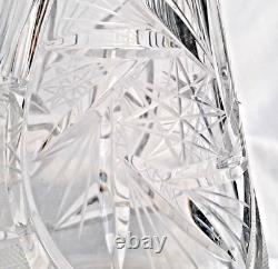 Vintage Lead Crystal Decanter Bohemia Czech Etched Hand Cut Conical Cottage Core