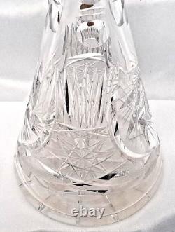 Vintage Lead Crystal Decanter Bohemia Czech Etched Hand Cut Conical Cottage Core