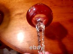 Vintage Nachtman Traube Cut Glass Lead Crystal Red Decanter Goblet Wine Glass