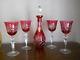 Vintage Nachtmann Lead Crystal Cut To Clear Wine Set Decanter & Glasses/ Hocks