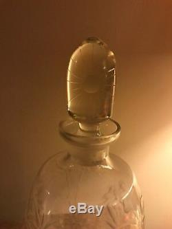 Vintage Nude Decanter & Shot Glasses Cut Glass naked ladies palm trees hula