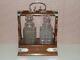 Vintage Pair Of Collectable, Cut Glass, Decanters In Solid Wood Tantalus