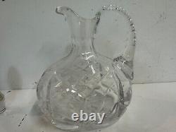Vintage Possibly Antique Cut Crystal Decanter with Sterling Topper