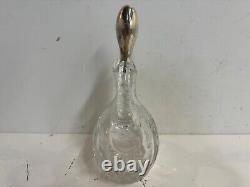 Vintage Possibly Antique Cut Crystal Decanter with Sterling Topper