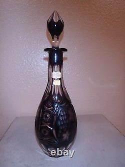 Vintage Purple Hand-Cut-To-Clear Decanter/West Germany 12 Tall WithStopper