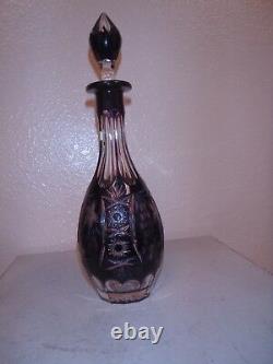 Vintage Purple Hand-Cut-To-Clear Decanter/West Germany 12 Tall WithStopper