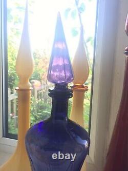 Vintage Purple MCM Italian Empoli Genie Bottle Decanter Glass