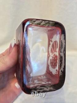 Vintage RARE EGERMANN RUBY RED Bohemian Czech Art Glass SUGAR PACKET HOLDER