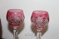 Vintage Rexxford Cranberry Cut to Clear Decanter Set Strawberry Diamond