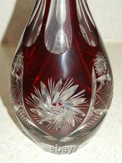 Vintage Ruby Cut To Clear 7 Piece Liquor Set Decanter And 6 Stems