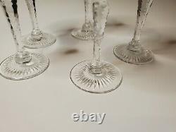 Vintage Ruby Cut to Clear Glass Decanter & 5 Stemware Wine Glasses