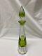 Vintage Signed Val St. Lambert Light Green Cut To Clear Decanter