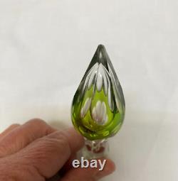 Vintage Signed Val St. Lambert Light Green Cut to Clear Decanter