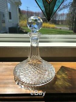 Vintage Signed WATERFORD Cut Crystal ALANA Pattern Ships Decanter & Stopper