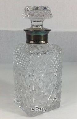 Vintage Solid Silver Mounted Glass Decanter 23.5cm In Height