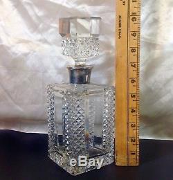 Vintage Sterling Lead Crystal Liquor Decanter Rectangle Cut Glass Very Fine