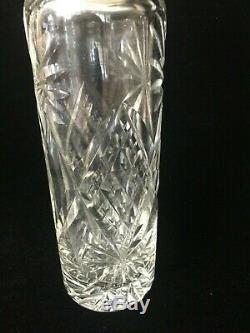 Vintage Sterling Silver Mounted Cut Crystal Decanter withStopper, 12 1/4 Tall