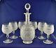 Vintage Stourbridge Crystal Round Decanter & Set Of 6 Wine Glasses Stunning
